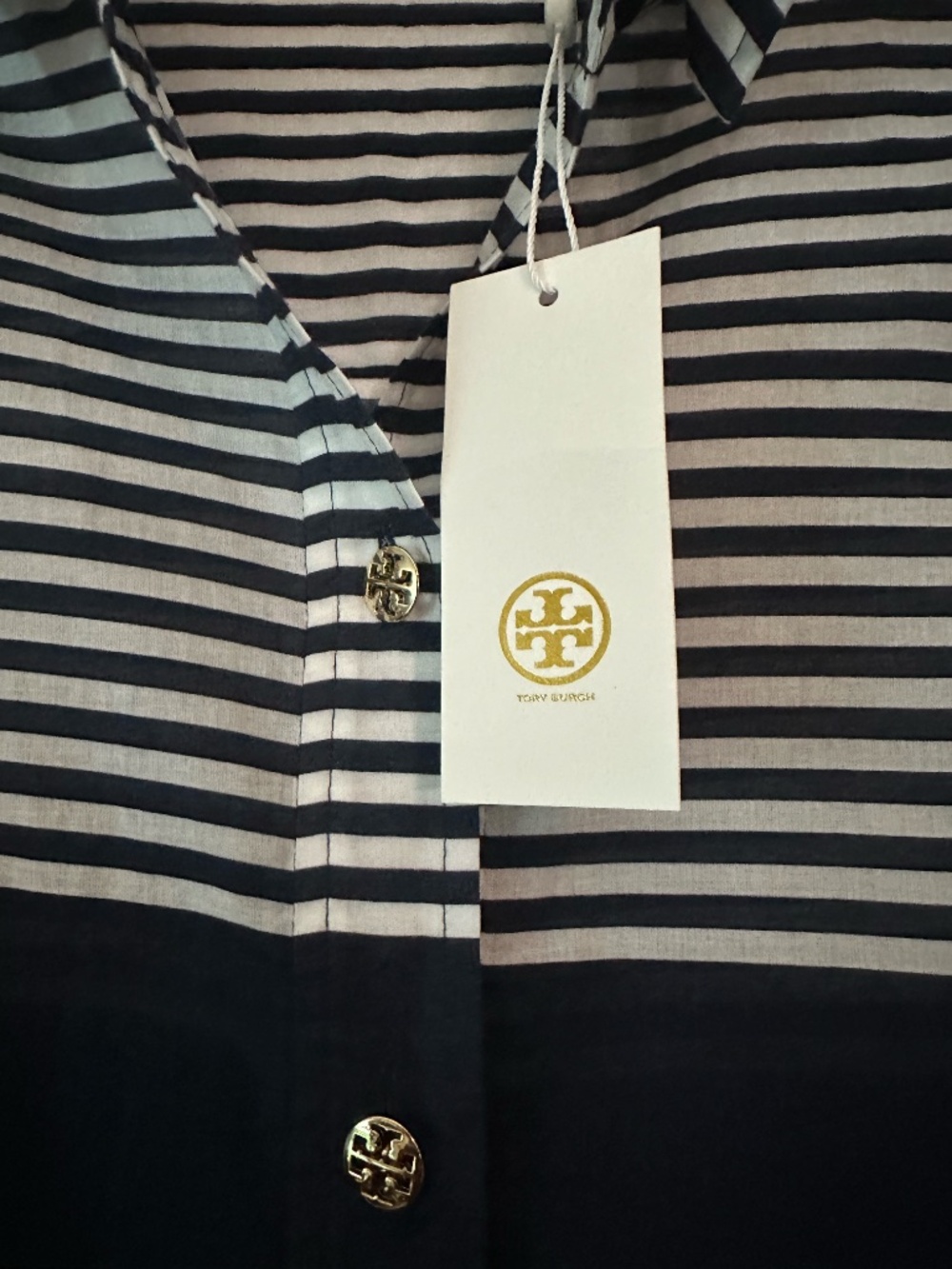 Tory Burch Brigitte Nautical Stripe Cotton Voile Cover Up Tunic NWT Small - Picture 5 of 10